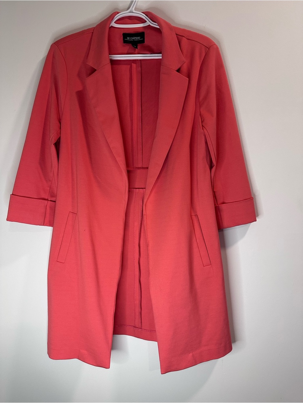 le chateau Coral Pink Open-Front Blazer